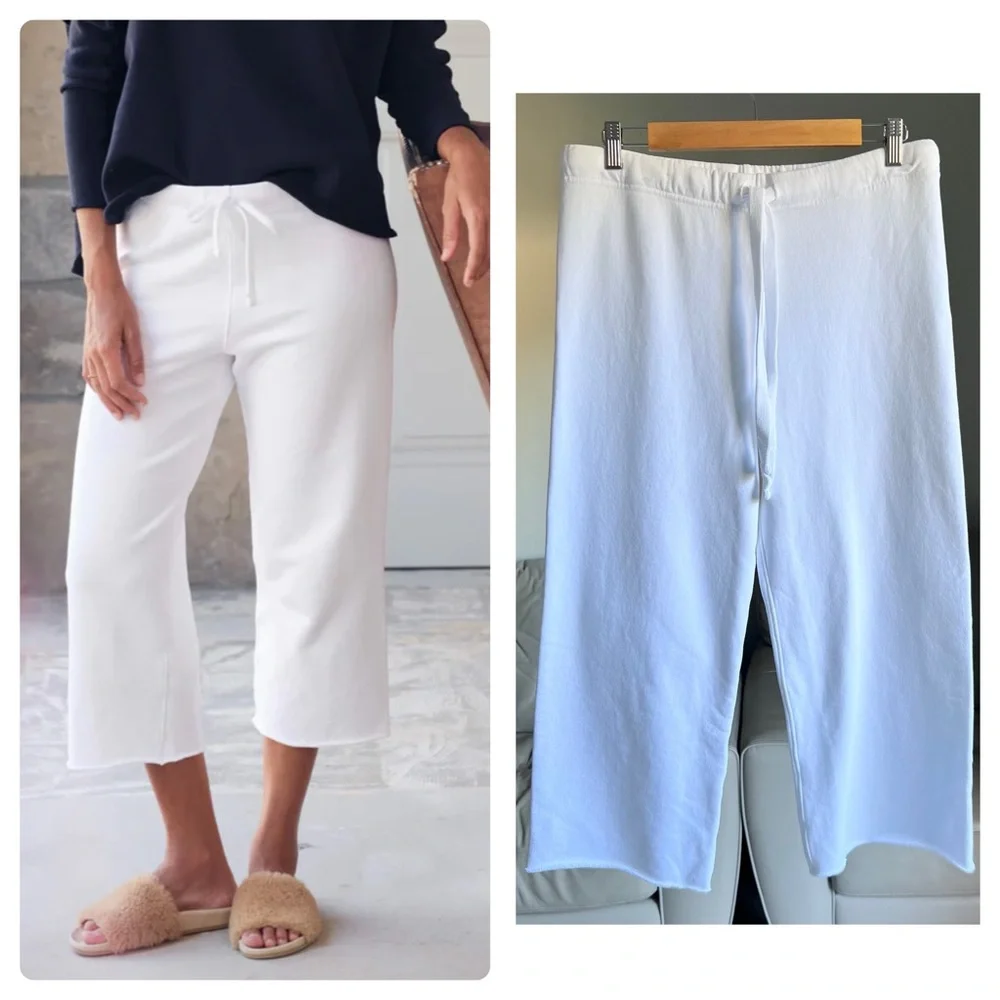NEW Frank & Eileen Sz M CATHERINE Favorite Sweatpant Triple Fleece White Wide